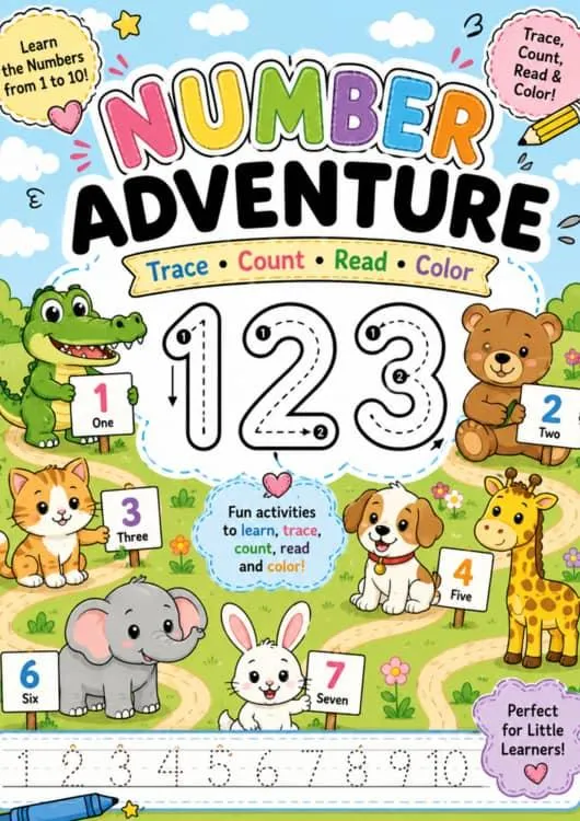 Number Adventure: Trace, Count, Read, Color cover