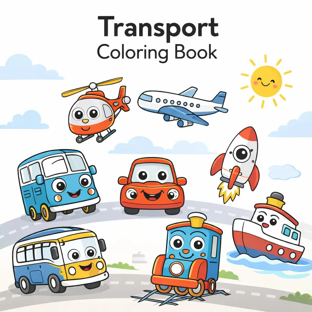 Transport Coloring Book cover